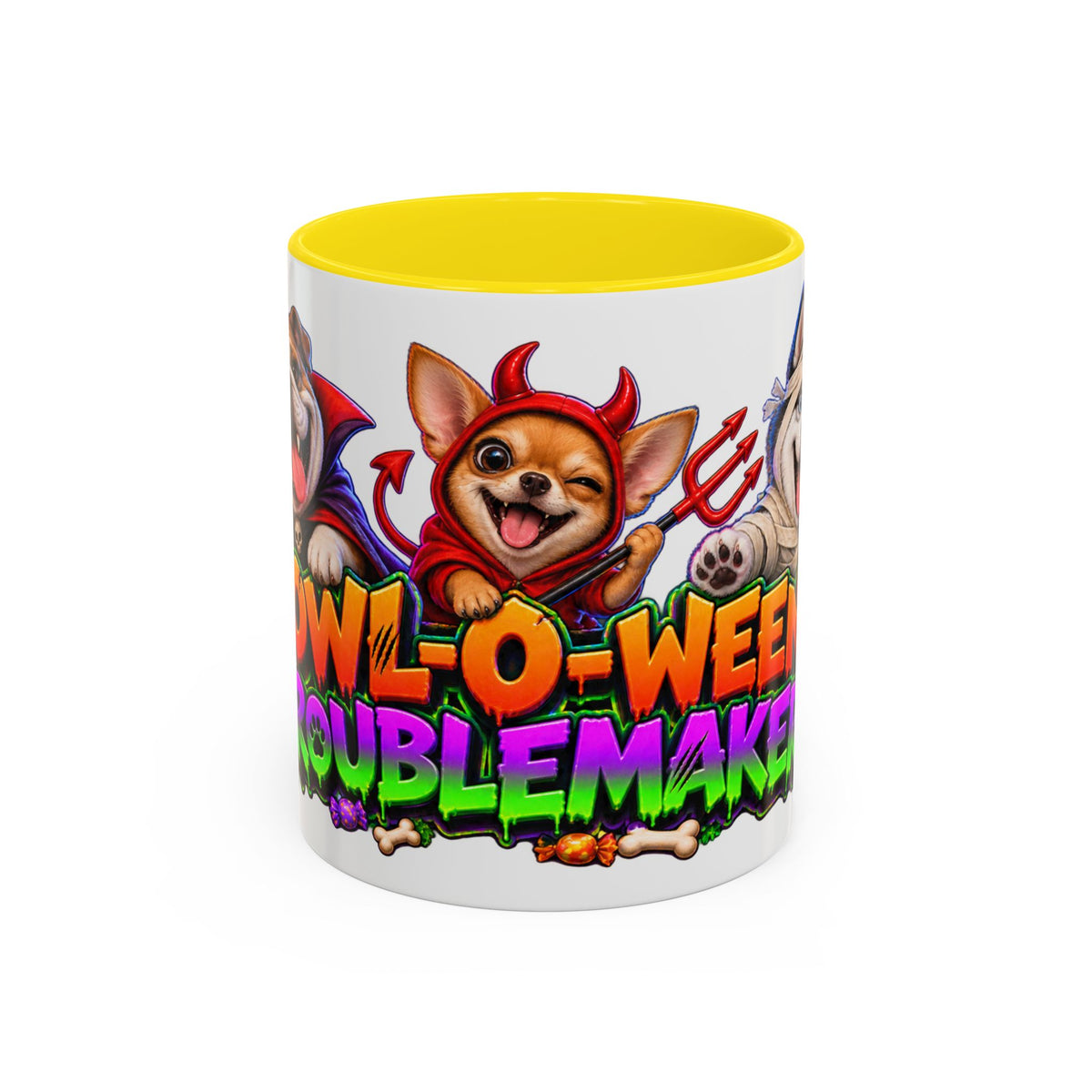 Howl-O-Ween Troublemakers Costume Dogs Halloween White Mug