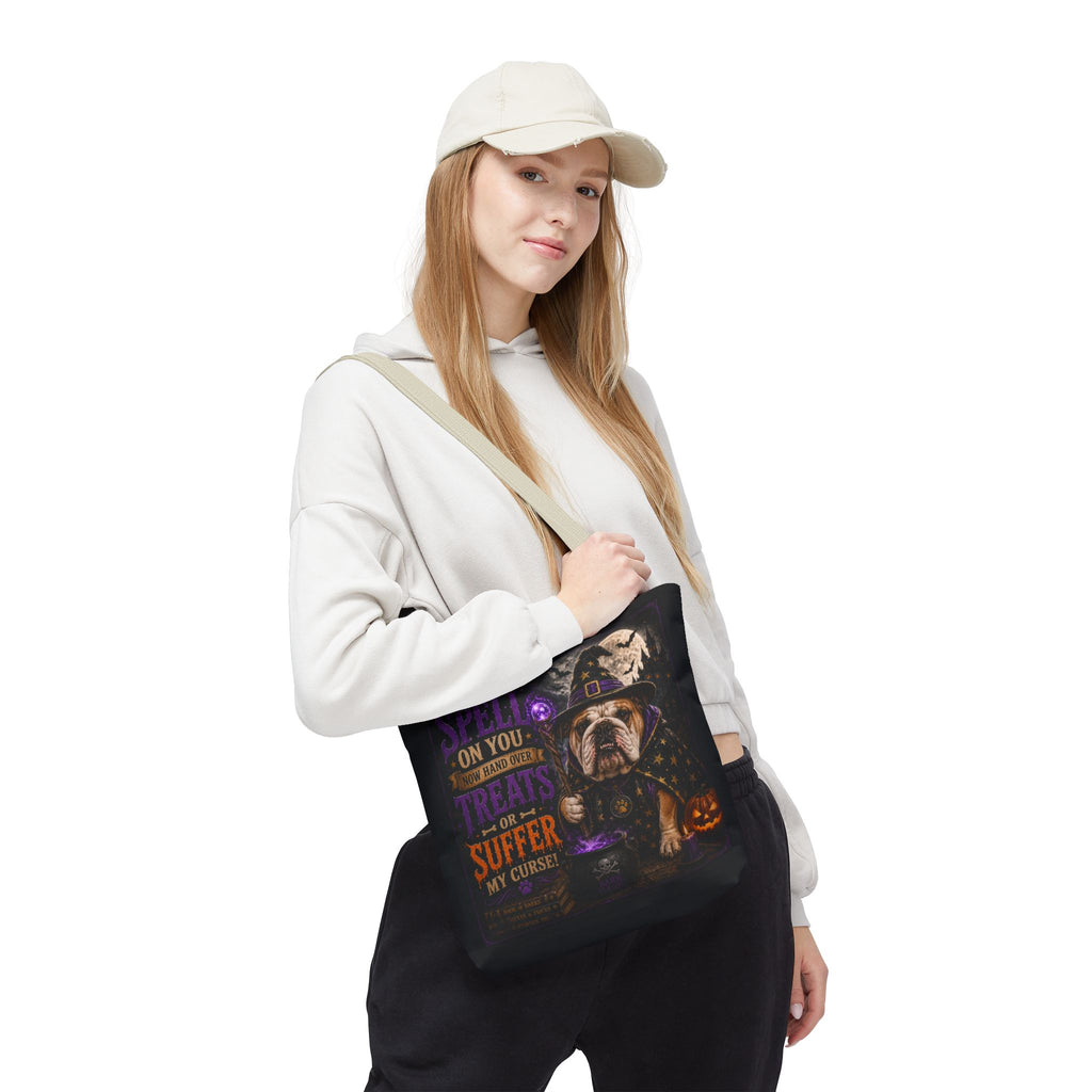 Halloween Bulldog Tote Bag - "I Put a Spell On You" Trick-or-Treat Candy Bag