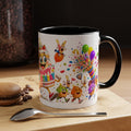 Birthday Party Coffee Mug – Colorful Happy Birthday Cake & Balloon Design (11/15oz Accent Mug)