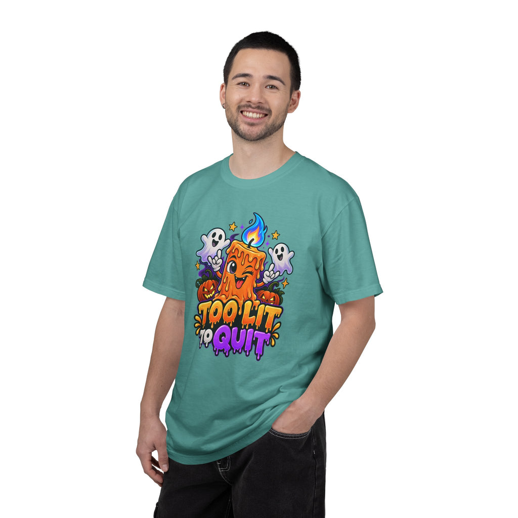 Too Lit to Quit – Funny Halloween Candle T-Shirt