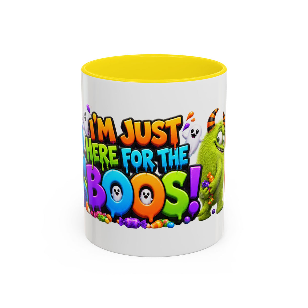 I’m Just Here for the Boos Funny Halloween Monster White Mug