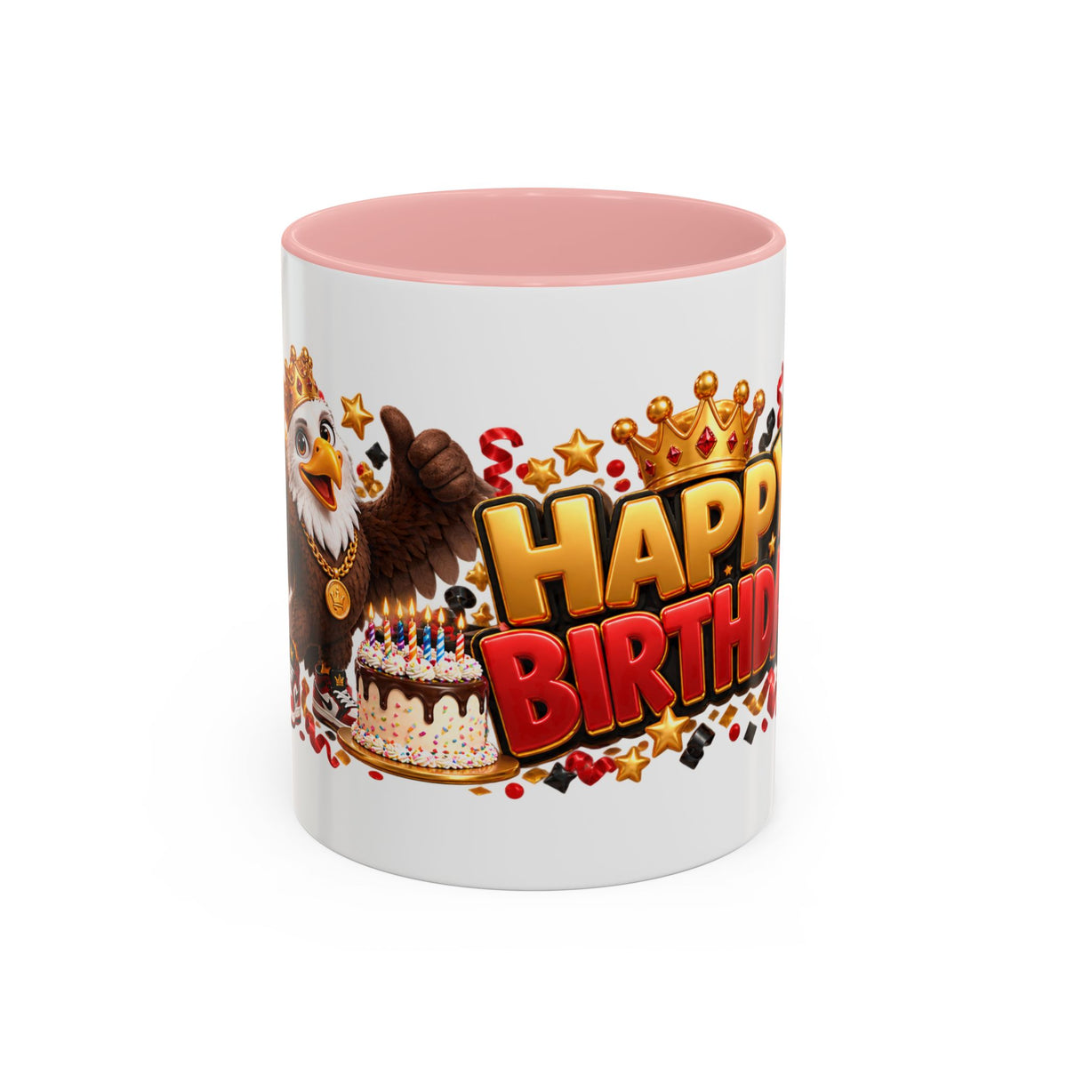 Happy Birthday Eagle Mug – Colorful 3D Birthday Gift – White Coffee Mug
