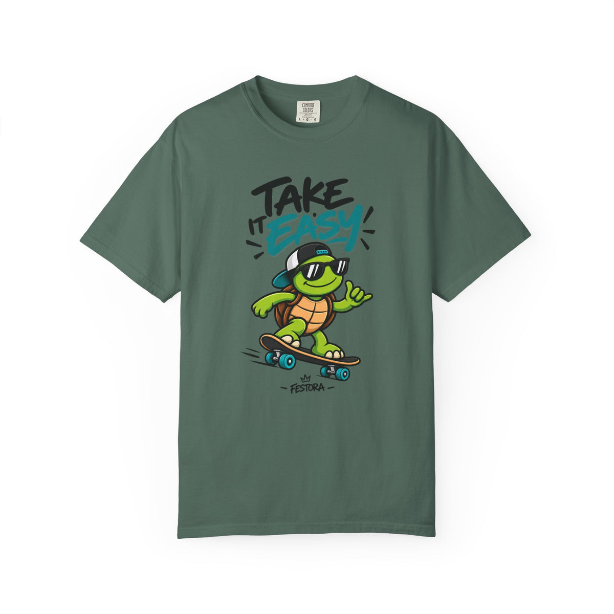 Take It Easy Skate Turtle Graphic T-Shirt | Festora Everyday