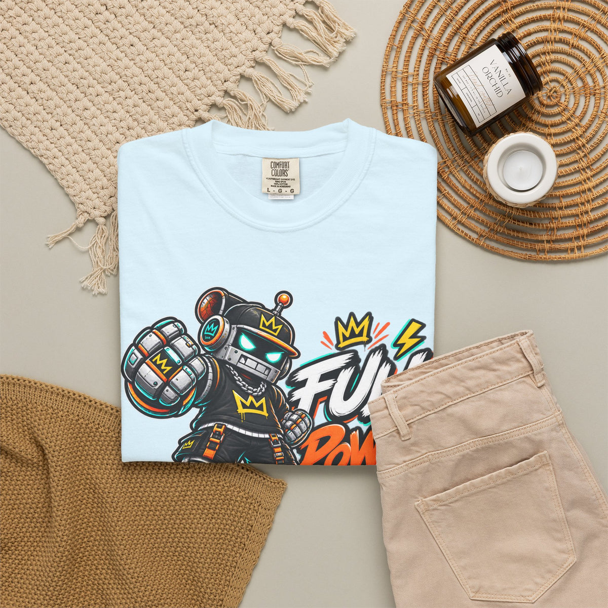 Full Power Robot Graphic T-Shirt — Retro Streetwear Tee