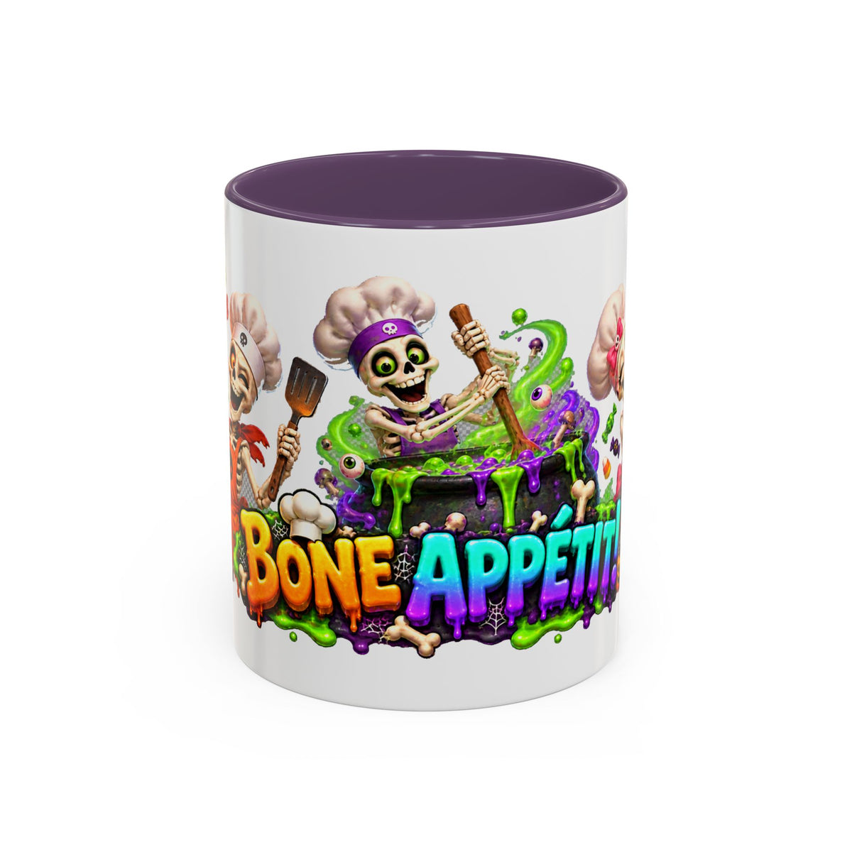 Bone Appetit Skeleton Chefs Halloween White Mug