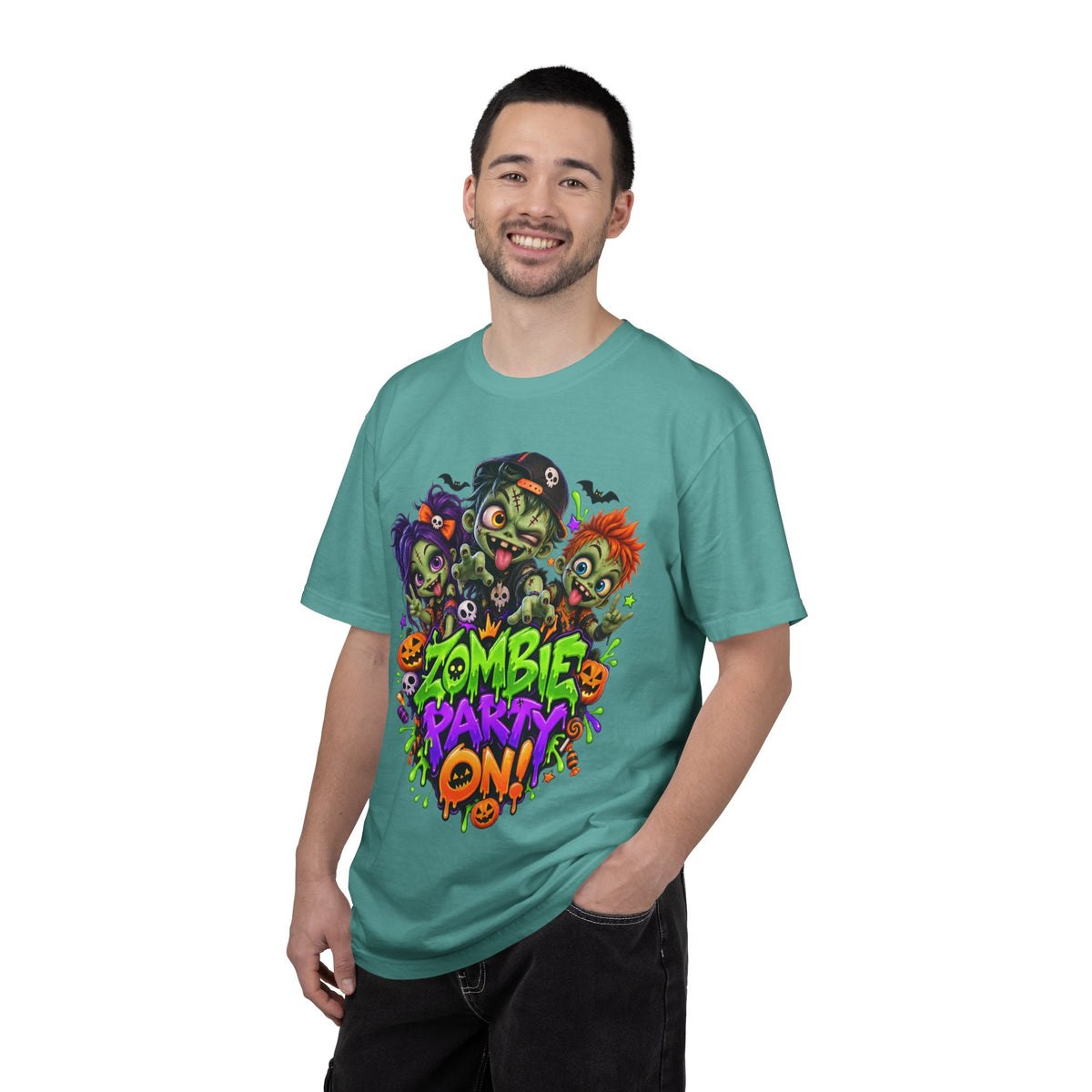 Zombie Party On! – Halloween Zombie Crew Graphic T-Shirt