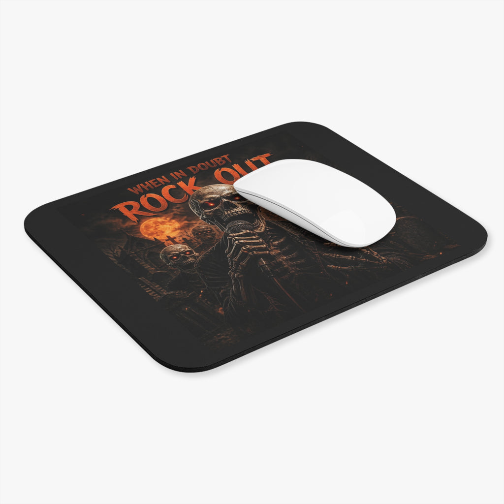 Rock Out Skeleton Mouse Pad — When In Doubt Heavy Metal Gaming Desk Mat