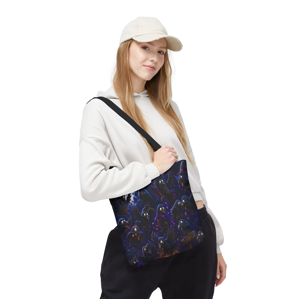 Crows at Midnight Tote Bag — Gothic Raven Moon AOP Tote for Halloween & Everyday