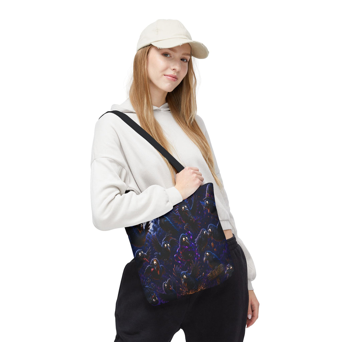 Crows at Midnight Tote Bag — Gothic Raven Moon AOP Tote for Halloween & Everyday