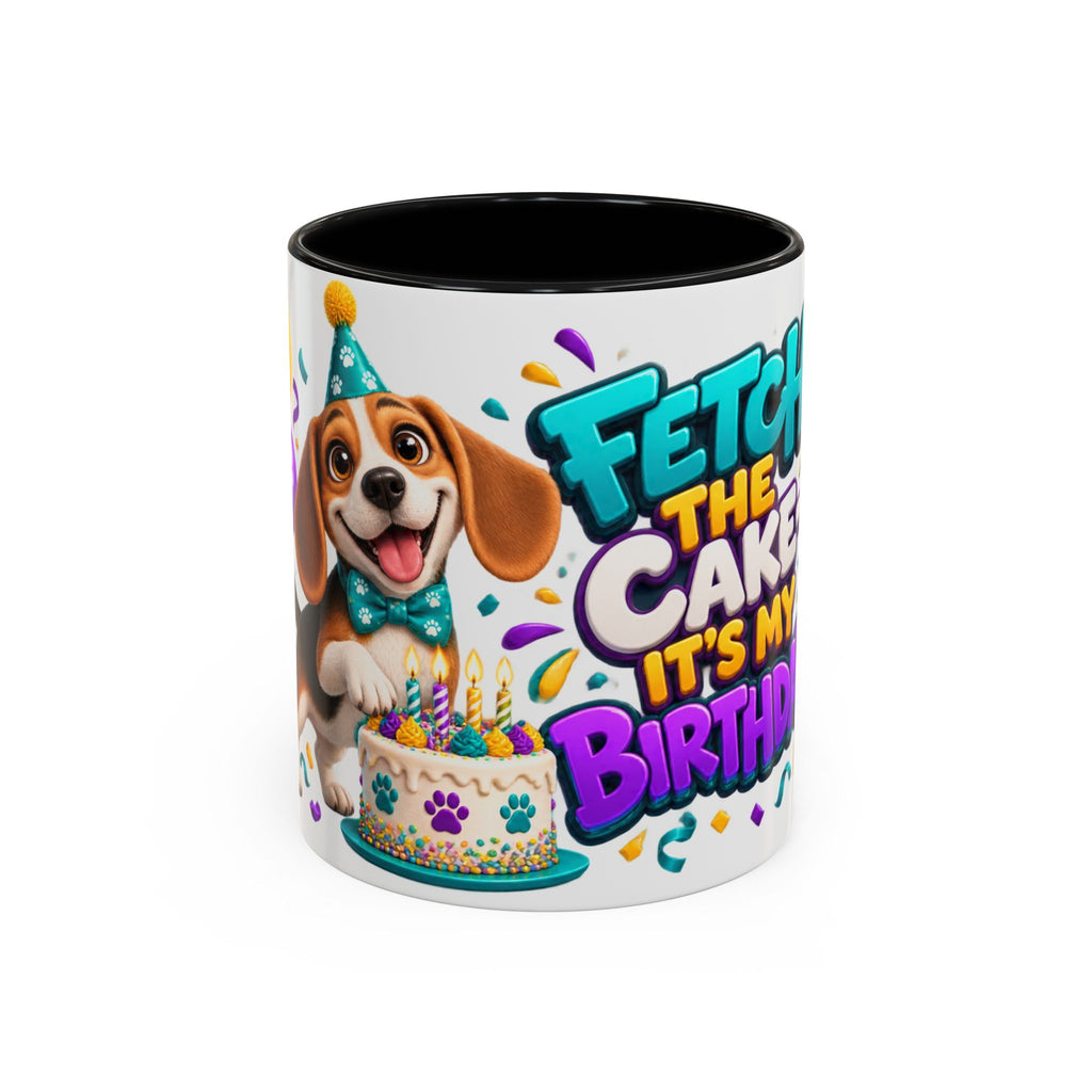 Beagle Birthday Mug – Fetch the Cake White Ceramic Coffee Cup