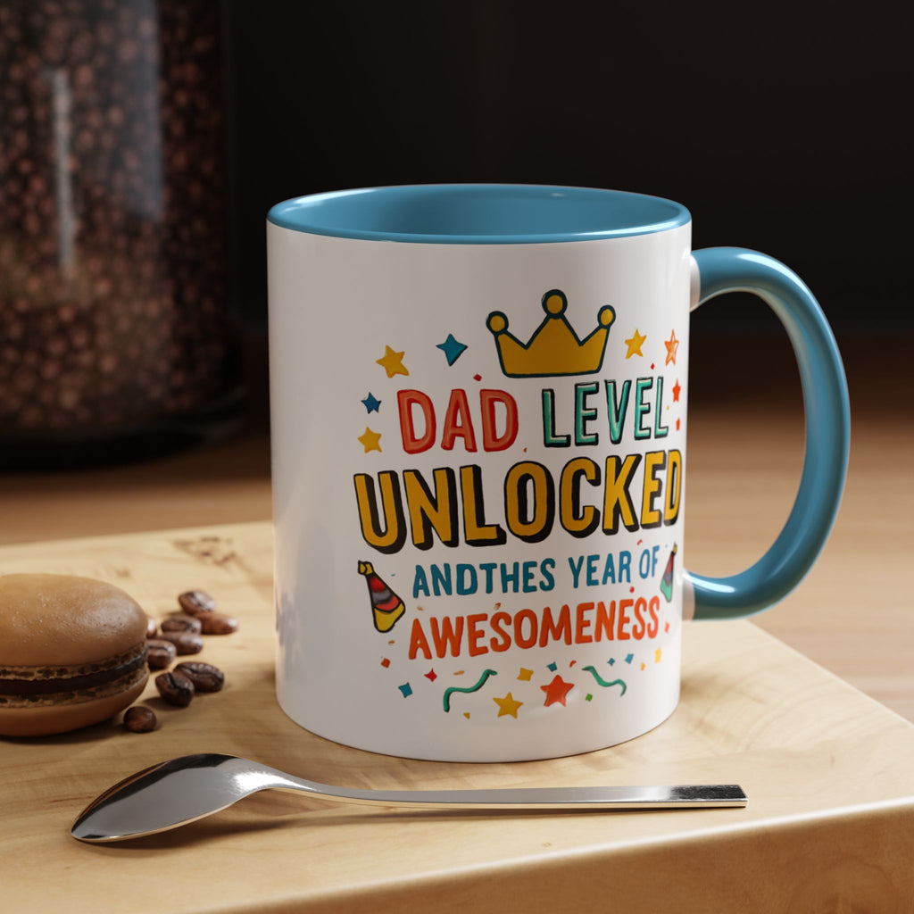 Dad Level Unlocked Coffee Mug – Funny Father’s Day 11/15oz Accent Mug