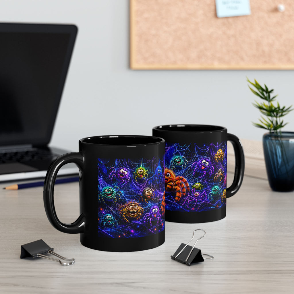 Cute Neon Spider Mug — Colorful Halloween Coffee Cup (11oz/15oz)