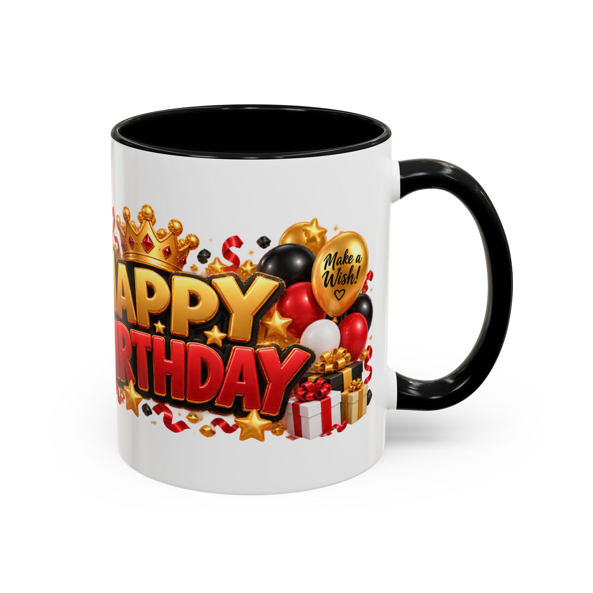 Happy Birthday Rhino Mug – Colorful 3D Birthday Gift – White Coffee Mug