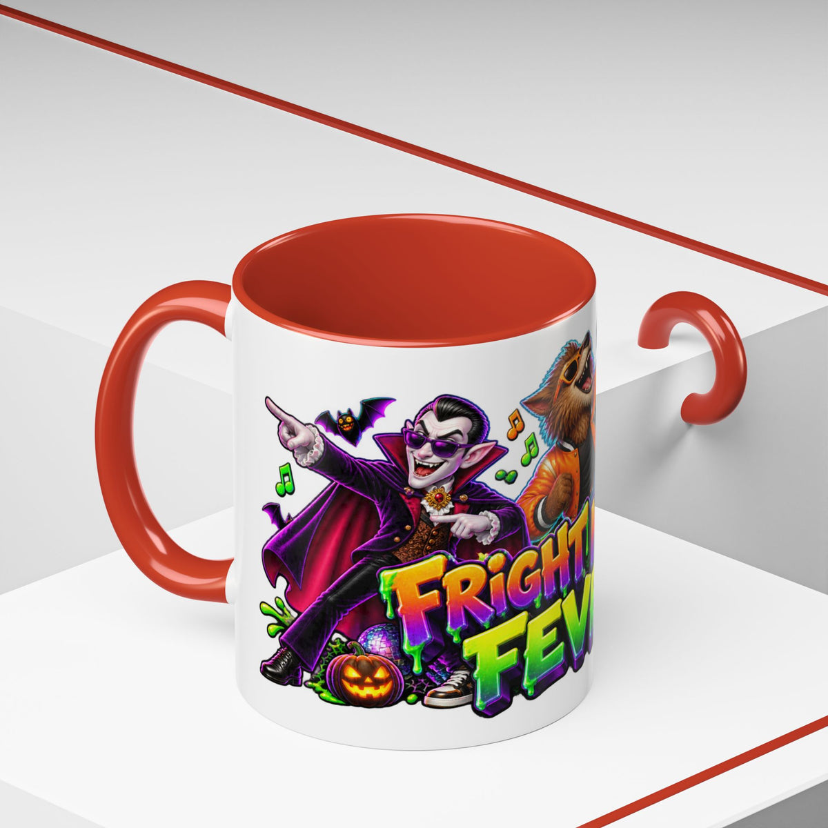 Fright Night Fever Dancing Monsters Halloween White Mug