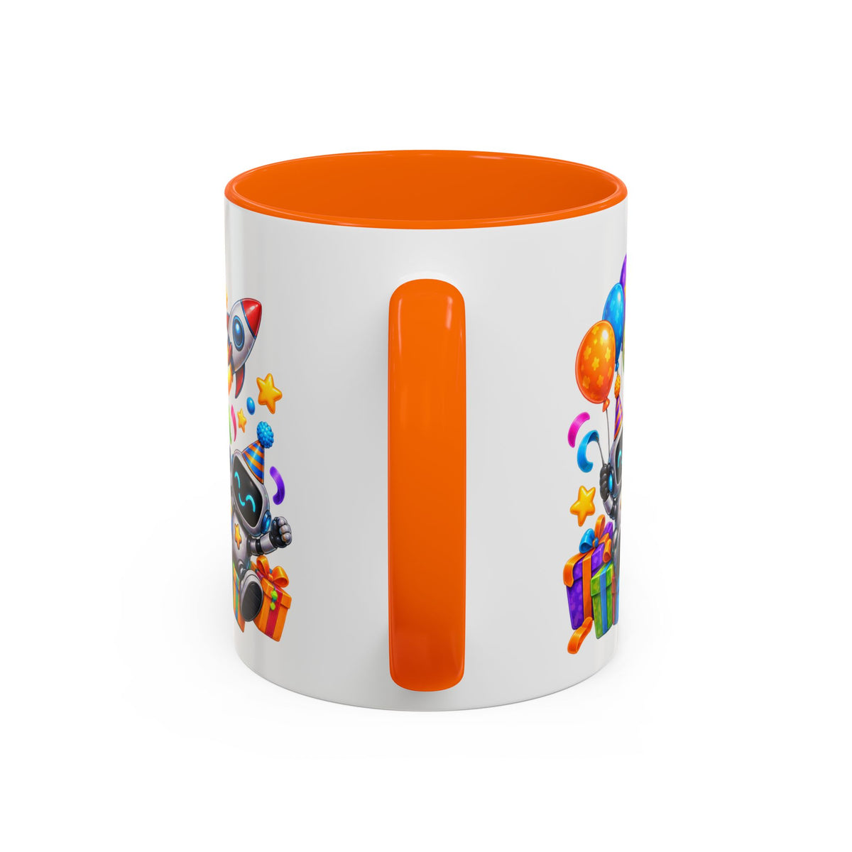 Happy Birthday Space Party Mug – Cute Aliens, Robots, UFO & Colorful 3D Birthday Design