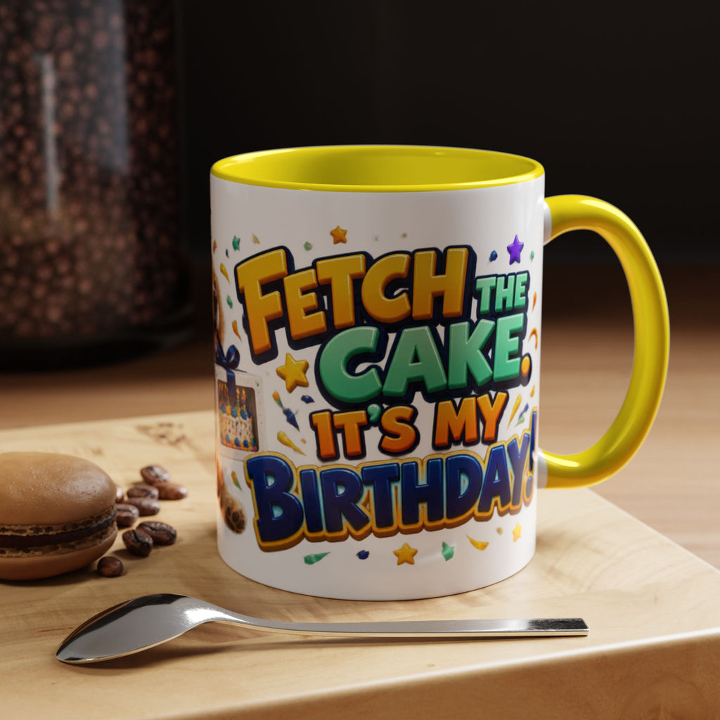 Fetch the Cake Golden Retriever Birthday White Mug