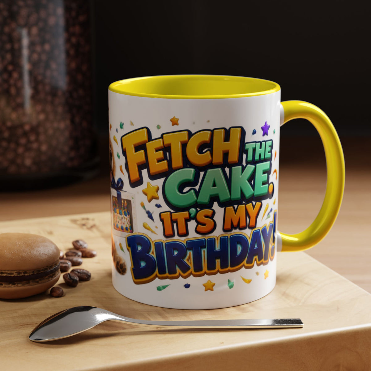 Fetch the Cake Golden Retriever Birthday White Mug