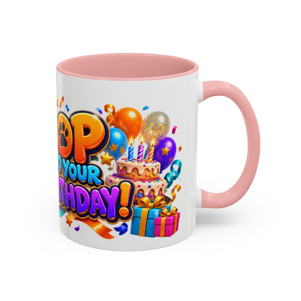 Hop Into Your Birthday White Mug – Cute Kangaroo Birthday Cup, Colorful Fun Party Gift