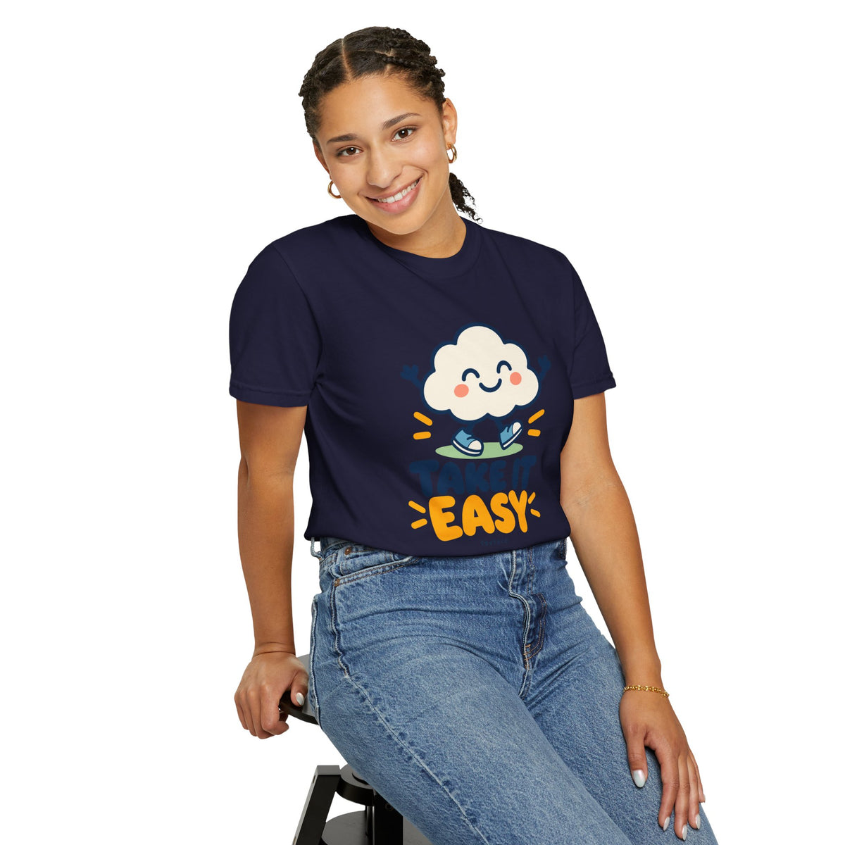 Take It Easy – Happy Cloud Graphic T-Shirt | Festora Everyday