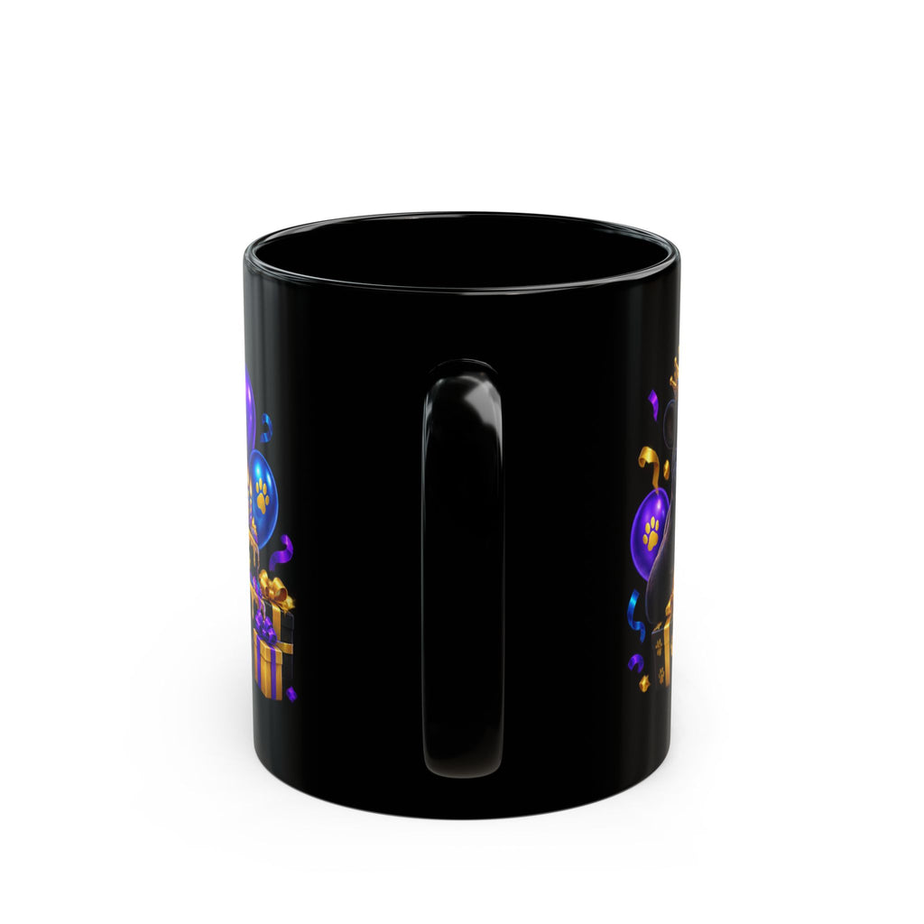 Cool Black Panther Happy Birthday Mug – Purple Blue & Gold Birthday Design – FestoraShop Black Coffee Mug