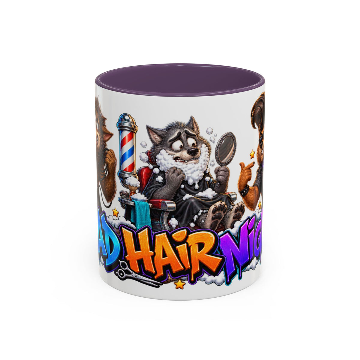 Bad Hair Night Funny Werewolf Barber Halloween White Mug