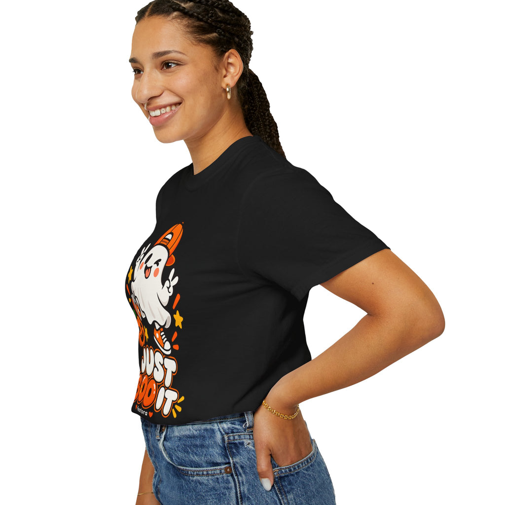 Just Boo It Halloween T-Shirt | Cute Skater Ghost Graphic Tee