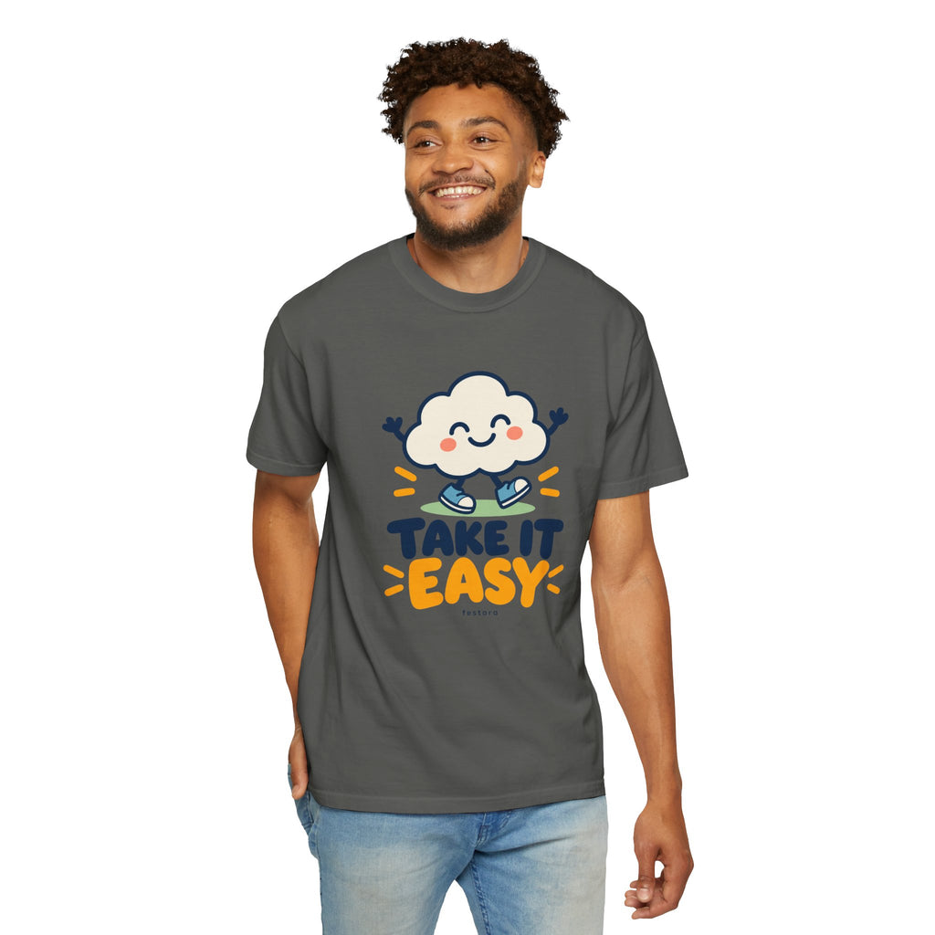 Take It Easy – Happy Cloud Graphic T-Shirt | Festora Everyday