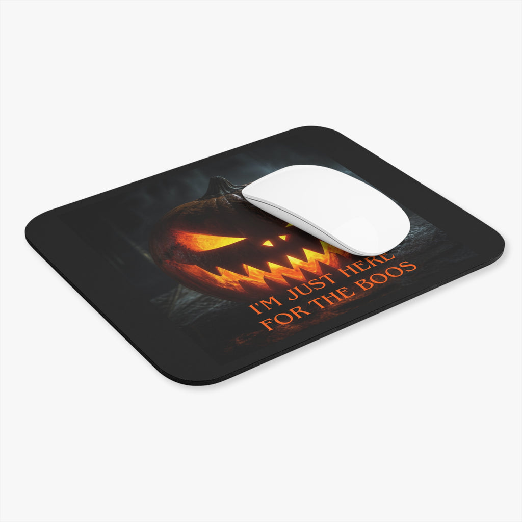 Halloween Pumpkin Mouse Pad — "I'm Just Here for the Boos"