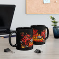 Too Hot for Halloween Black Mug – Funny Devils, Flames & Spooky Design