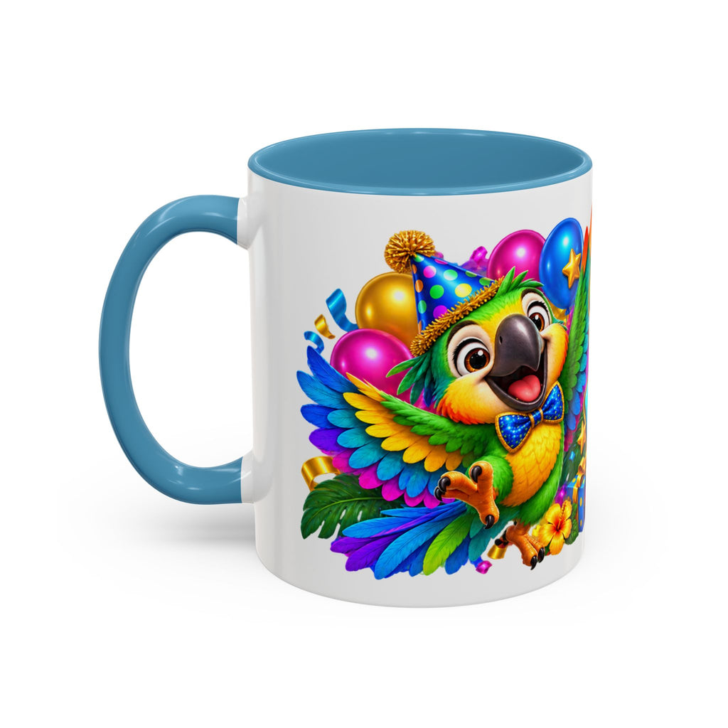 Squawk! It’s Your Birthday White Mug – Cute Parrot Birthday Cup, Colorful Tropical Party Gift