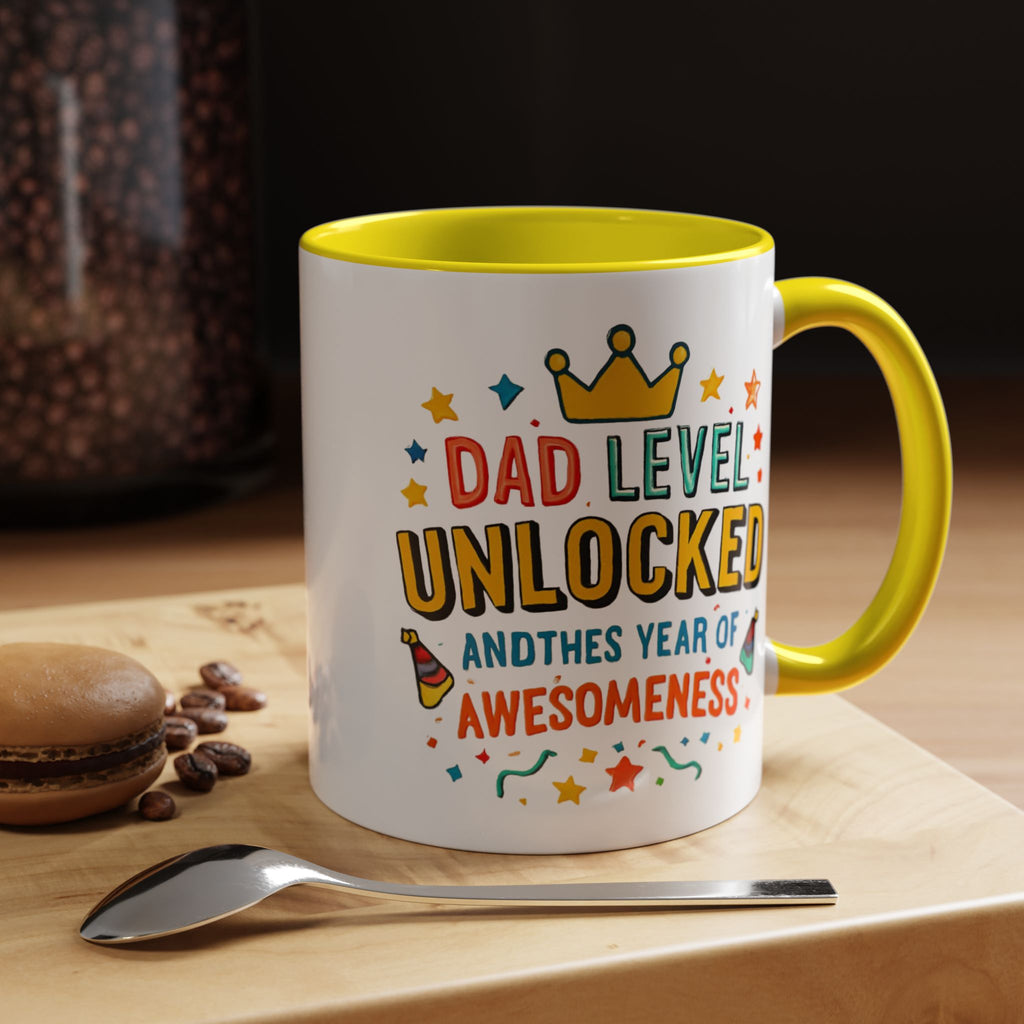 Dad Level Unlocked Coffee Mug – Funny Father’s Day 11/15oz Accent Mug