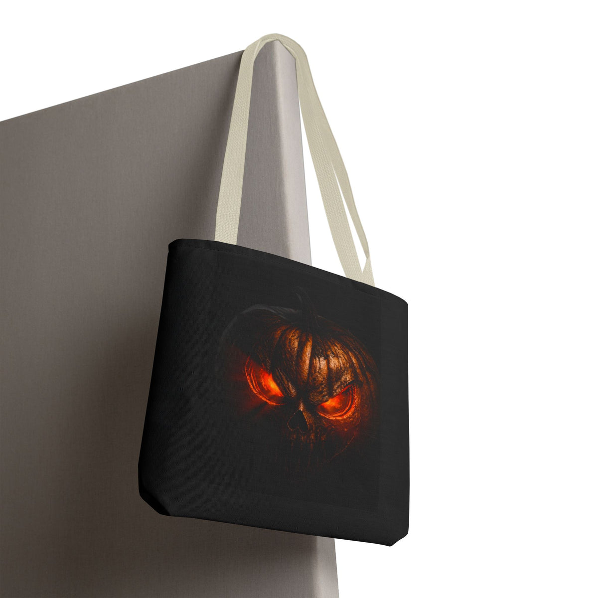Spider Web Tote Bag — Creepy Red-Eyed Spider Halloween Grocery Tote