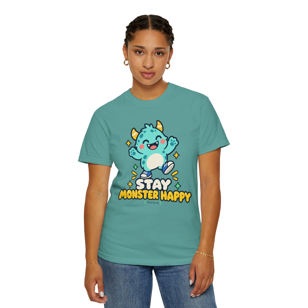 Stay Monster Happy – Cute Monster Graphic T-Shirt