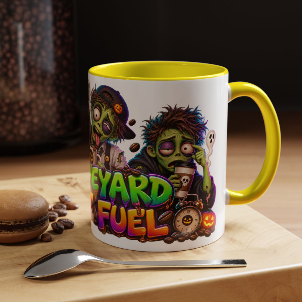 Graveyard Shift Fuel Coffee Zombies Halloween White Mug