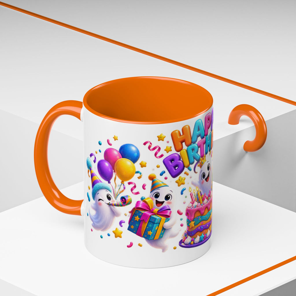 Happy Birthday Accent Coffee Mug - Colorful Celebration Mug (11oz, 15oz)