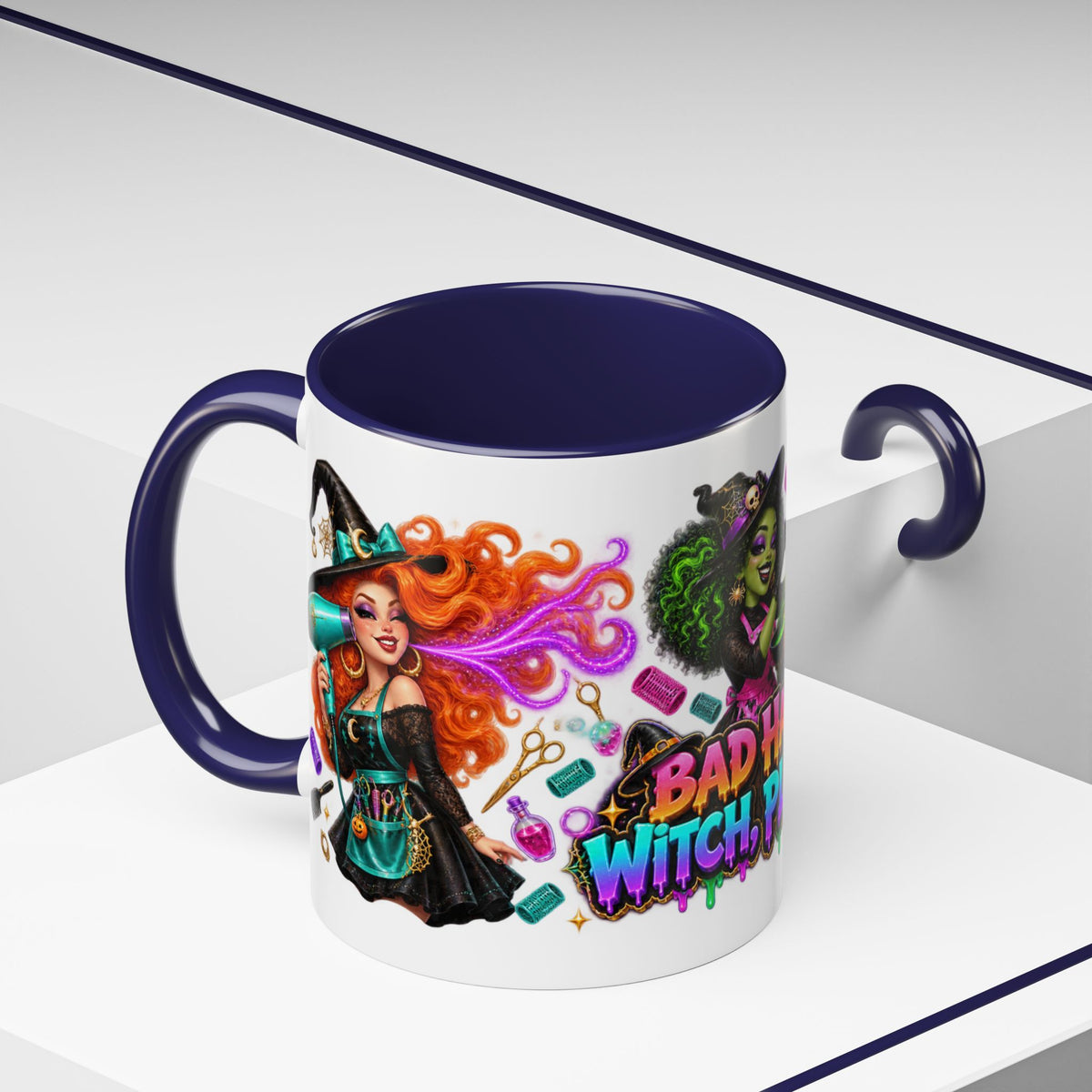 Bad Hair Witch Please Halloween Hairstylist White Mug
