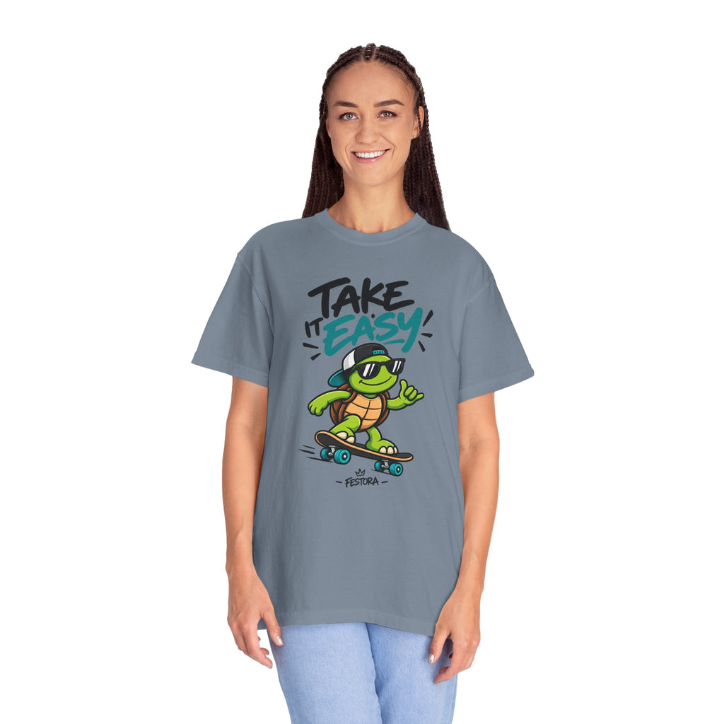 Take It Easy Skate Turtle Graphic T-Shirt | Festora Everyday