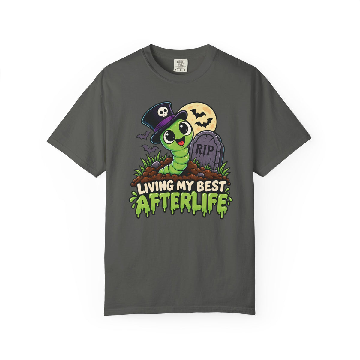 Living My Best Afterlife – Cute Halloween Graveyard Worm T-Shirt