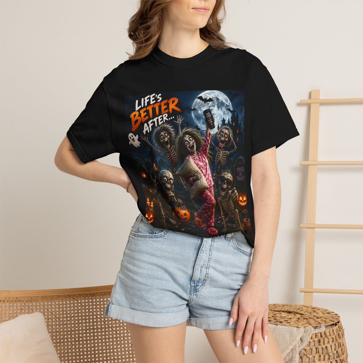 Halloween Zombies T-Shirt — "Life's Better After..." Spooky Pumpkin Graphic Tee