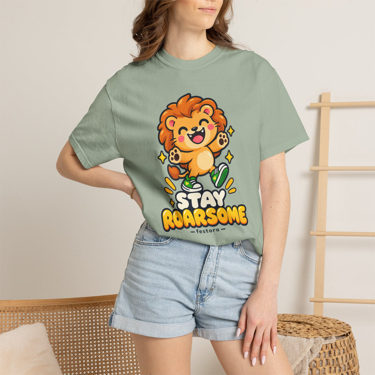 Stay Roarsome – Cute Happy Lion Graphic T-Shirt