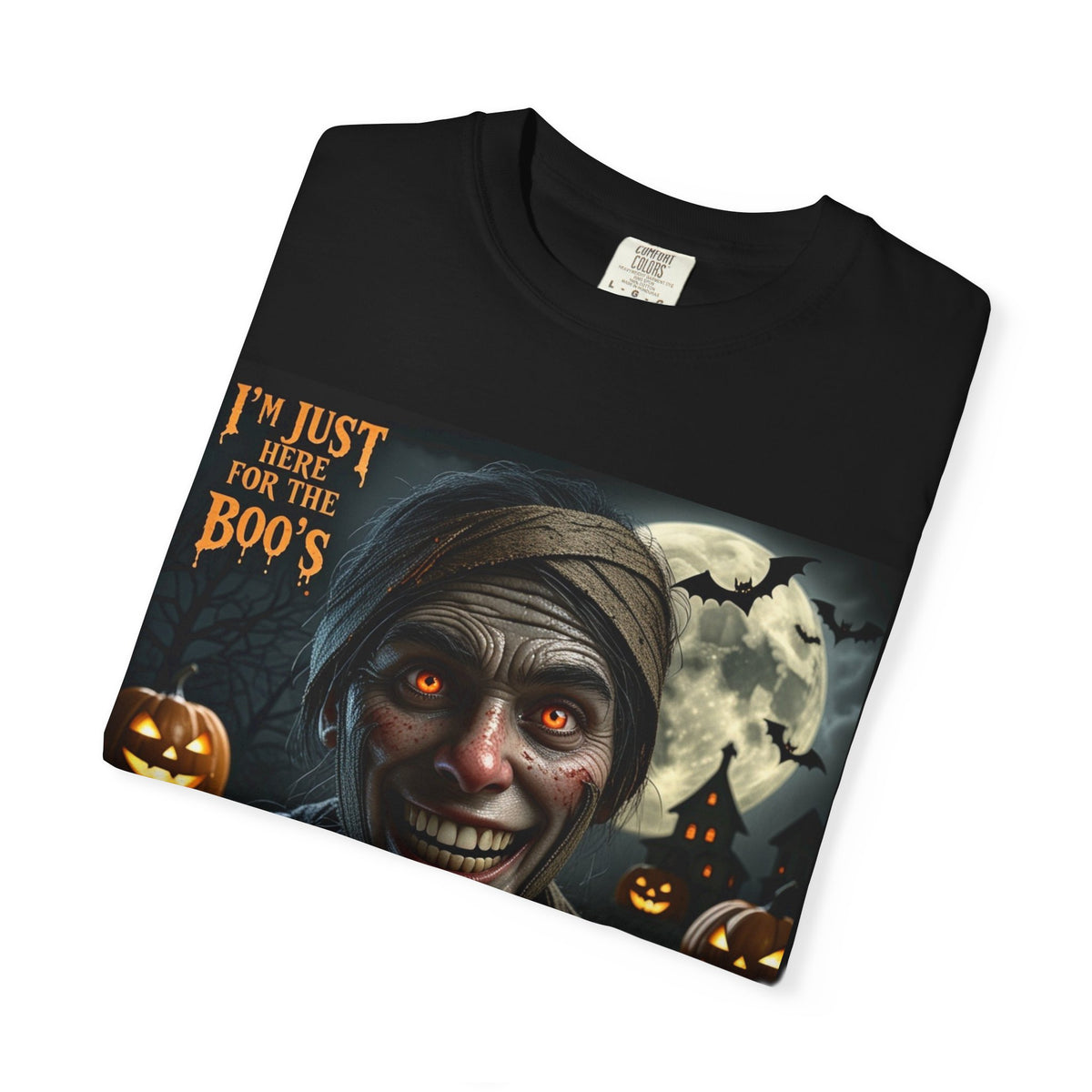 Halloween Scary Mummy T-Shirt — "I'm Just Here for the Boo's" Graphic Tee