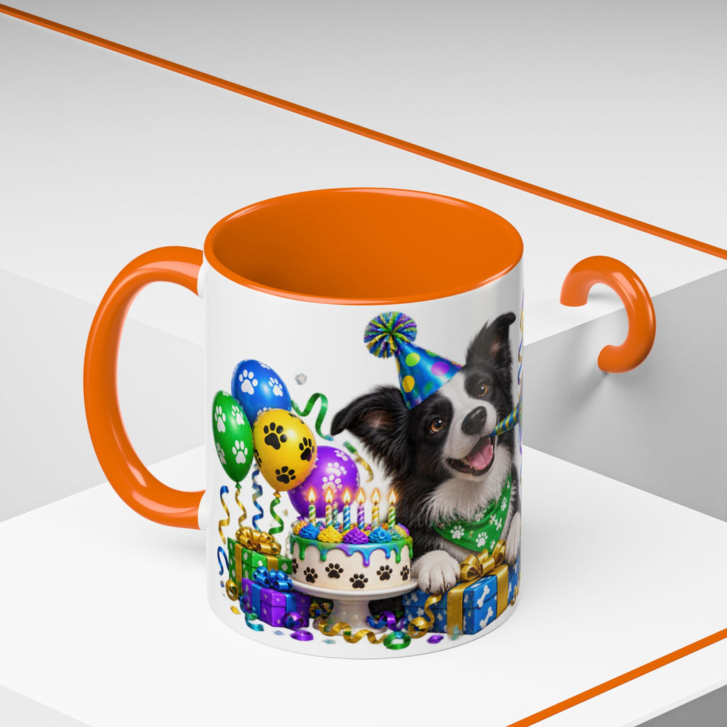 Herd the Crew Border Collie Birthday White Mug
