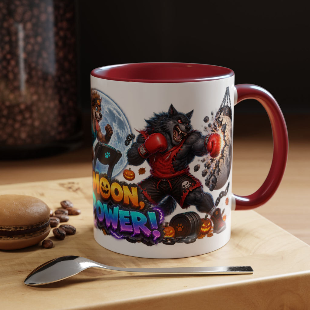 Full Moon Full Power Werewolf Gym Halloween White Mug