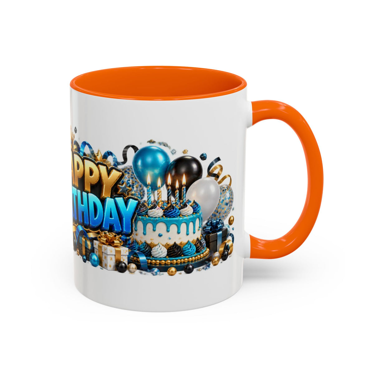 Happy Birthday White Tiger Mug – Colorful 3D Birthday Gift – White Coffee Mug