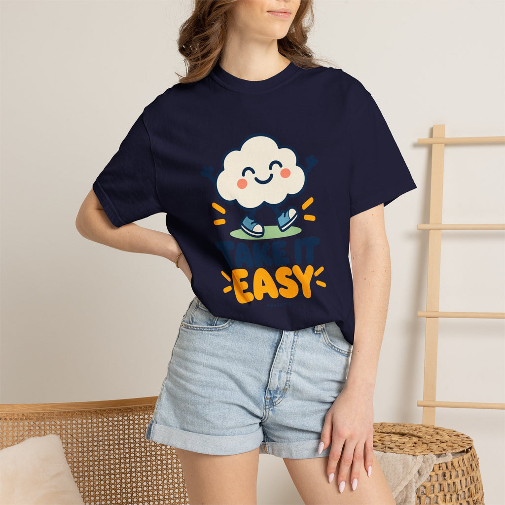 Take It Easy – Happy Cloud Graphic T-Shirt | Festora Everyday