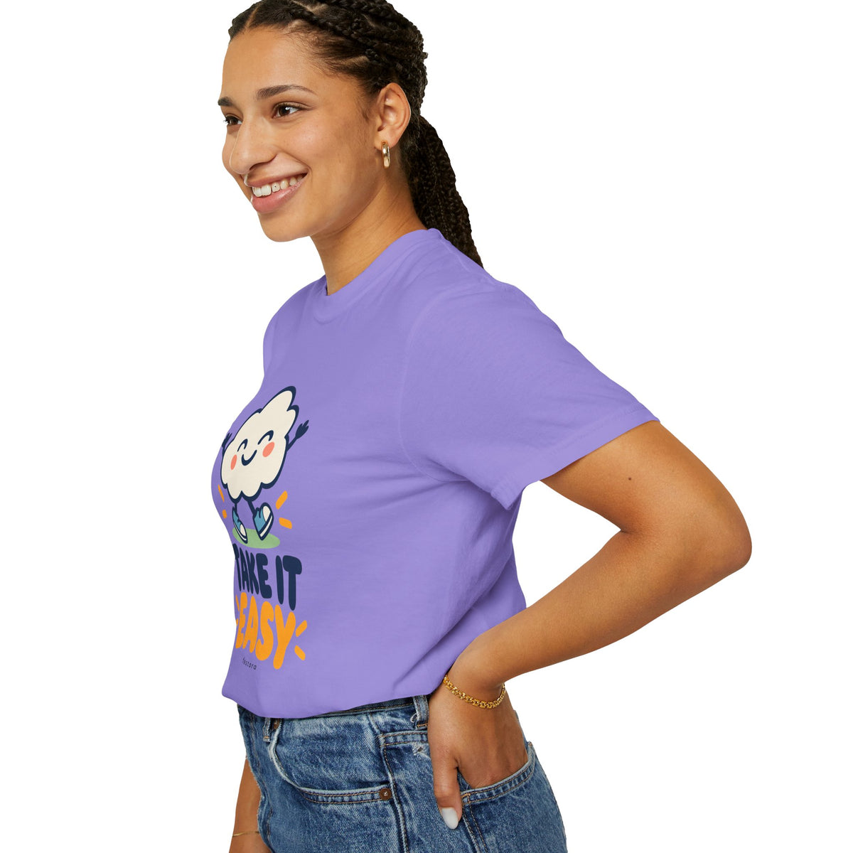 Take It Easy – Happy Cloud Graphic T-Shirt | Festora Everyday