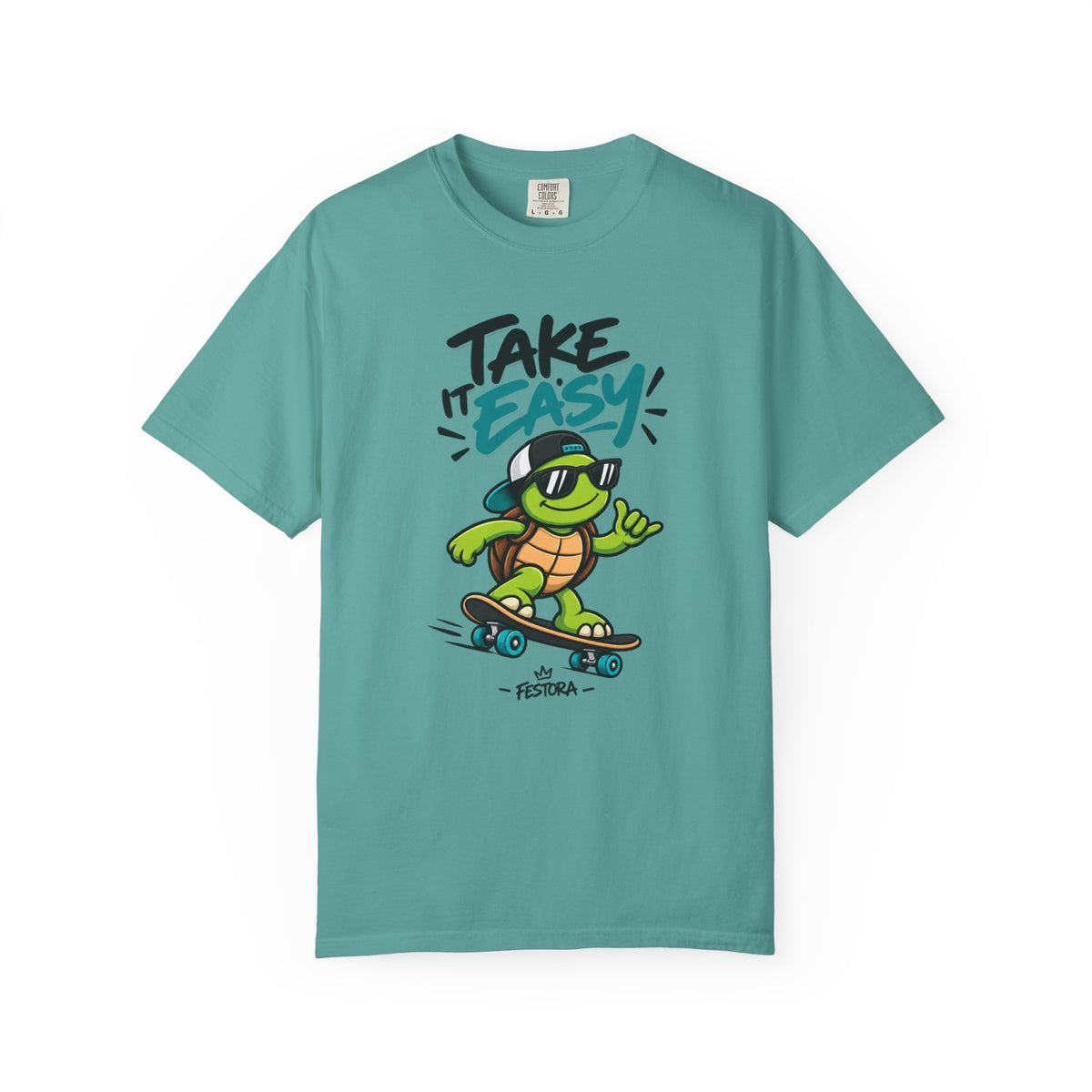 Take It Easy Skate Turtle Graphic T-Shirt | Festora Everyday