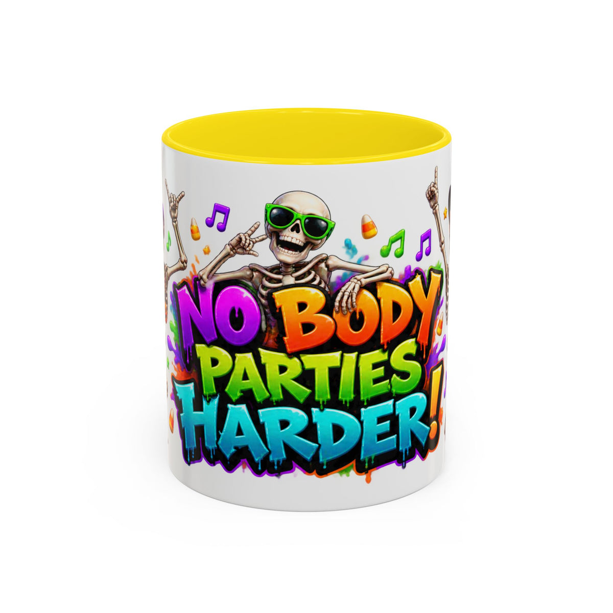 No Body Parties Harder Halloween Skeleton Party White Mug