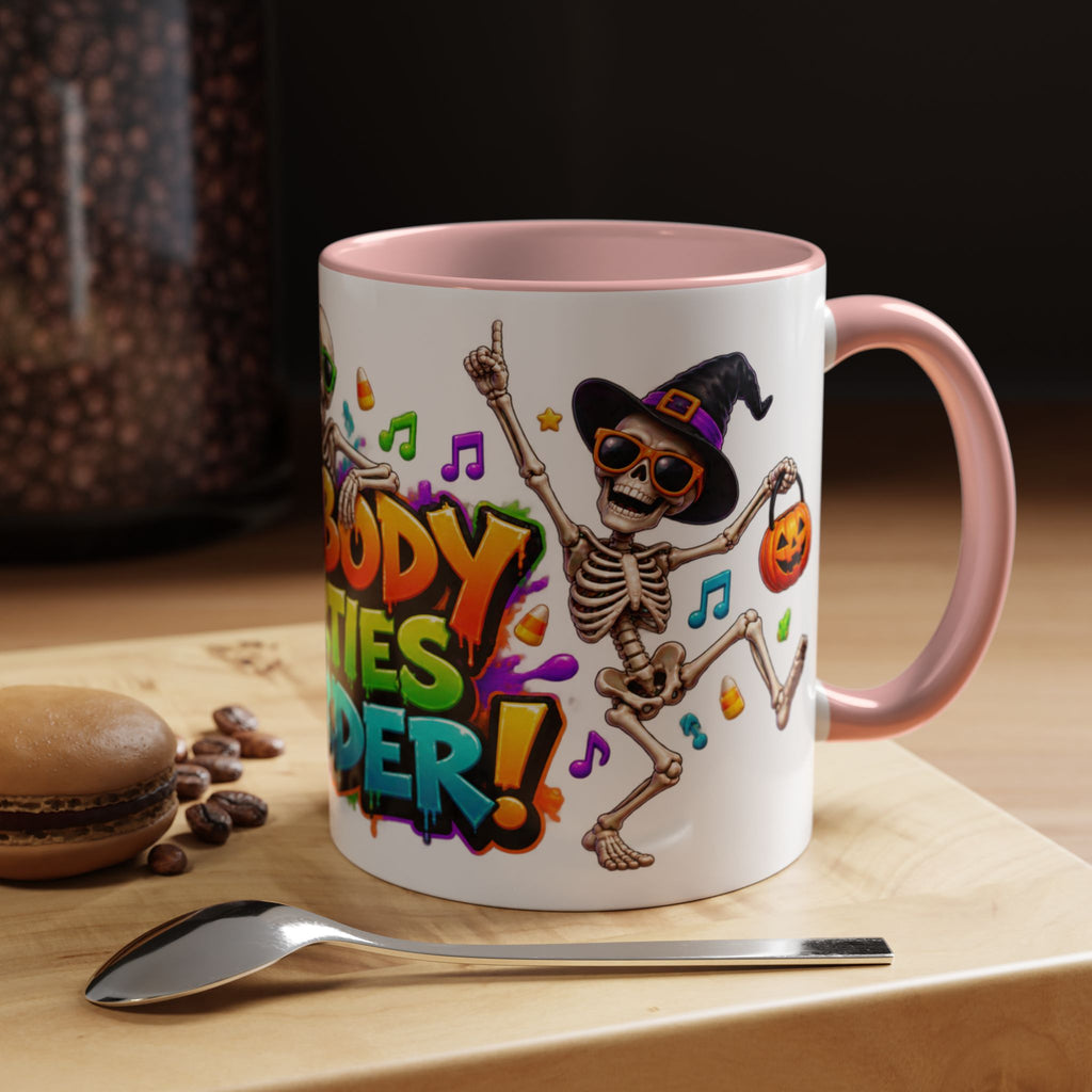 No Body Parties Harder Halloween Skeleton Party White Mug