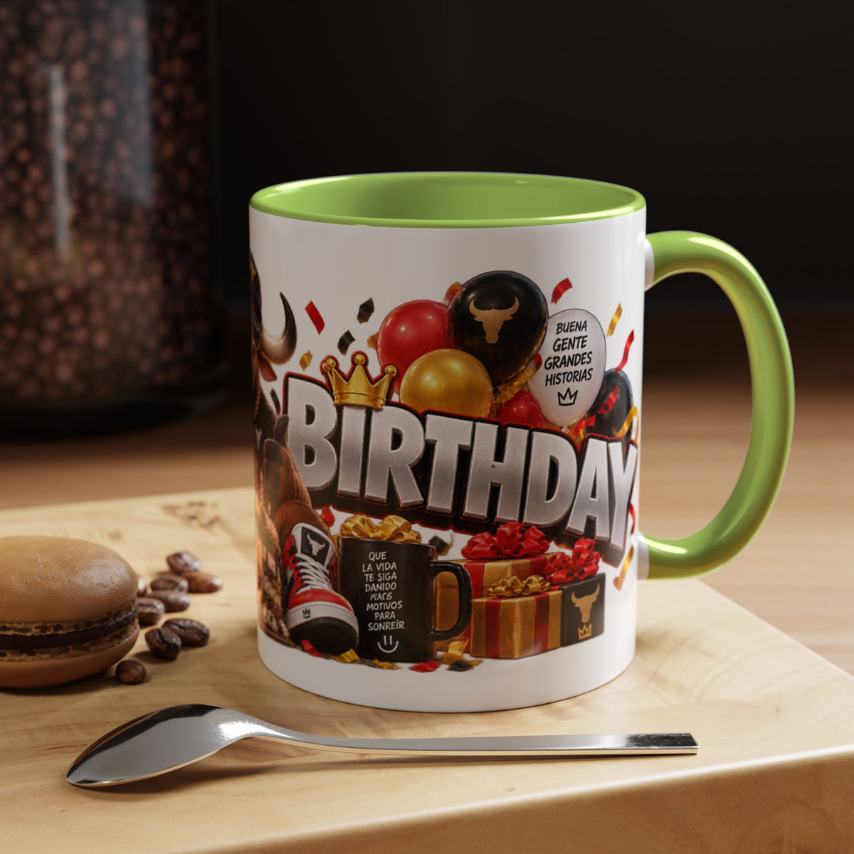 Happy Birthday Bull Mug – Colorful 3D Birthday Gift – White Coffee Mug